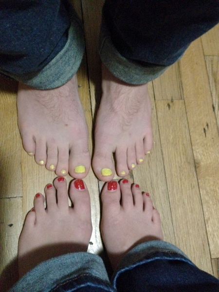 Yellow Red Painted Nails
